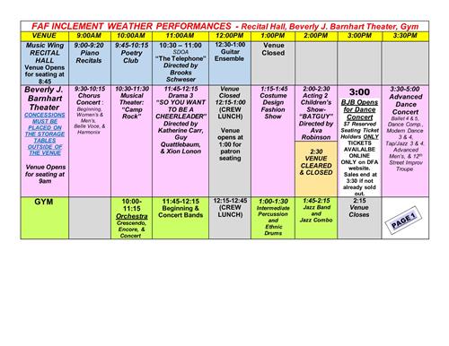 FAF Inclement Weather Schedule Page 1